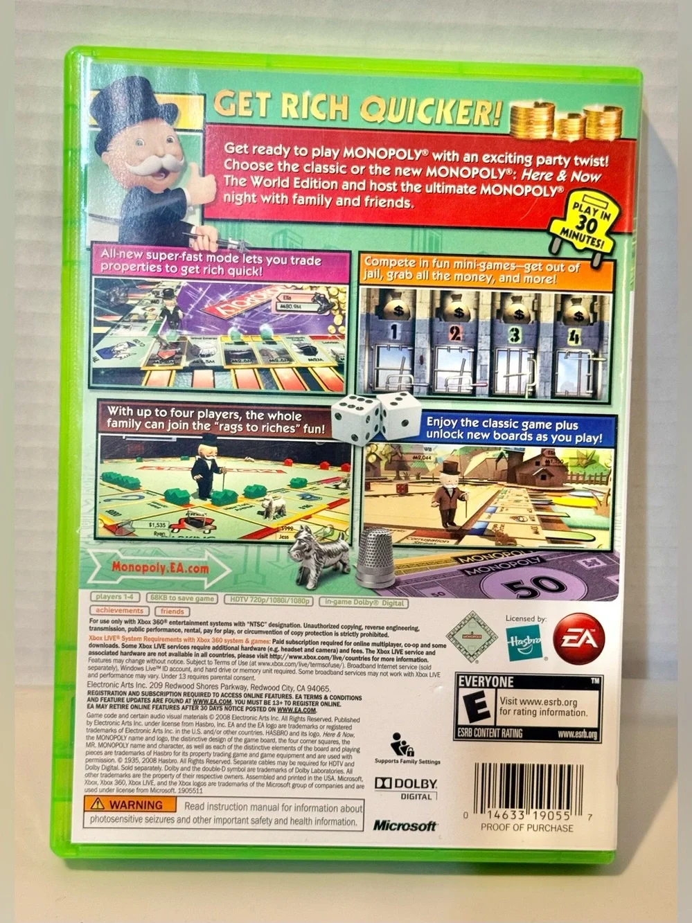 XBOX 360 Monopoly Featuring Classic & World Edition Boards ⭐️⭐️EUC-TESTED⭐️⭐️